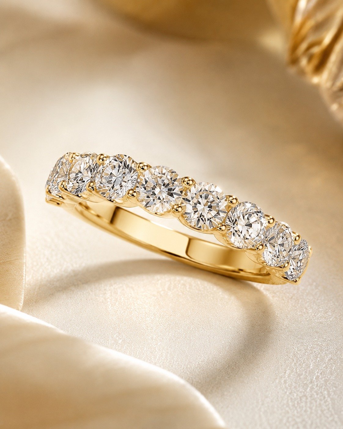 0.90 Ct Diamond Wedding Band in 10K yellow gold