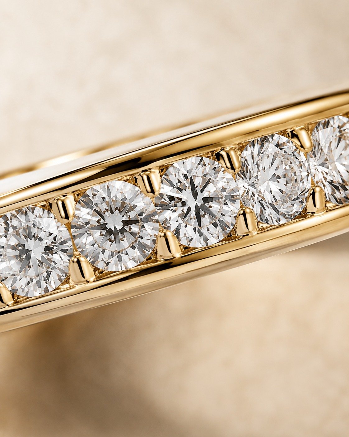 Diamond wedding band styled with an engagement ring bridal stack