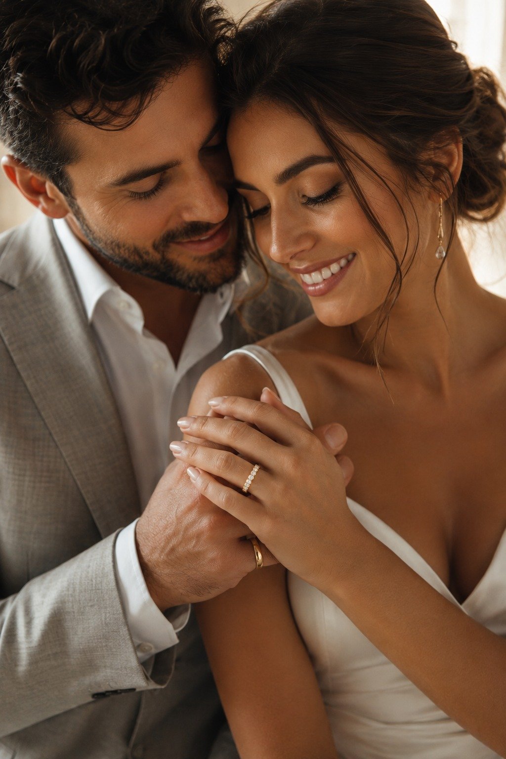 0.90 Ct wedding band with nine lab-grown diamonds close-up