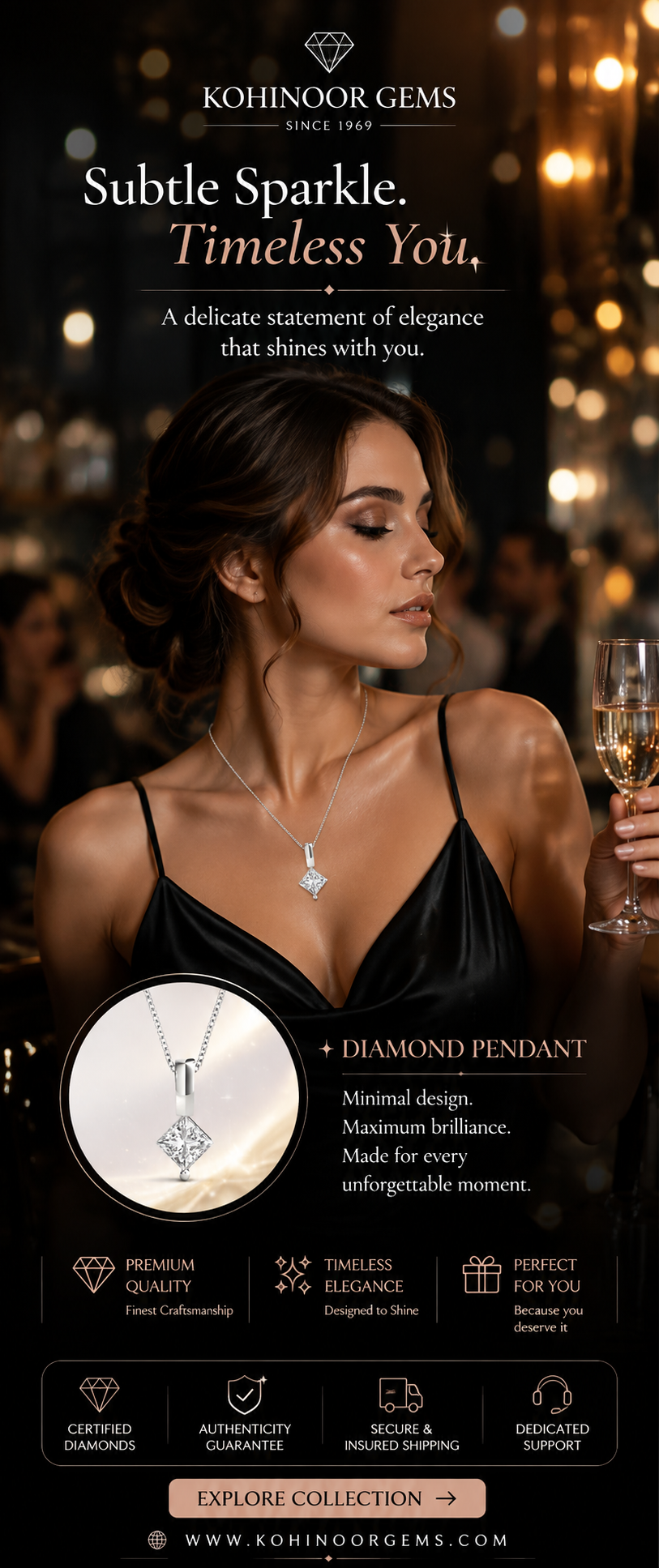 Shop diamond necklaces at Kohinoor Gems